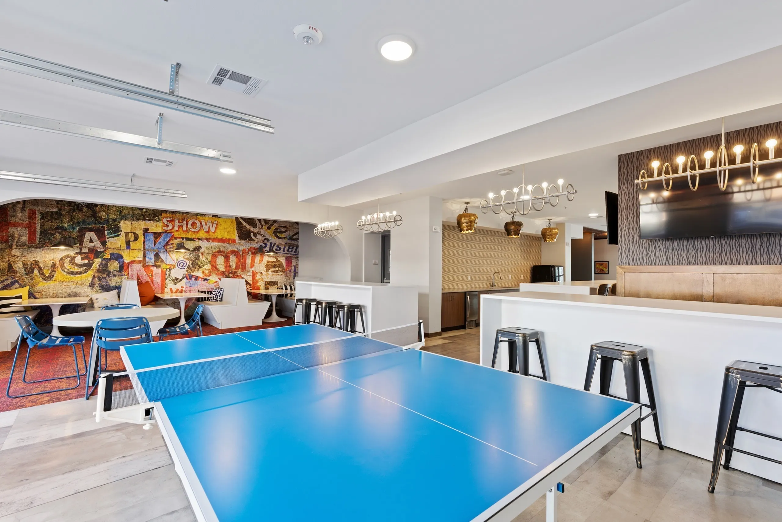 studio game room and ping pong table